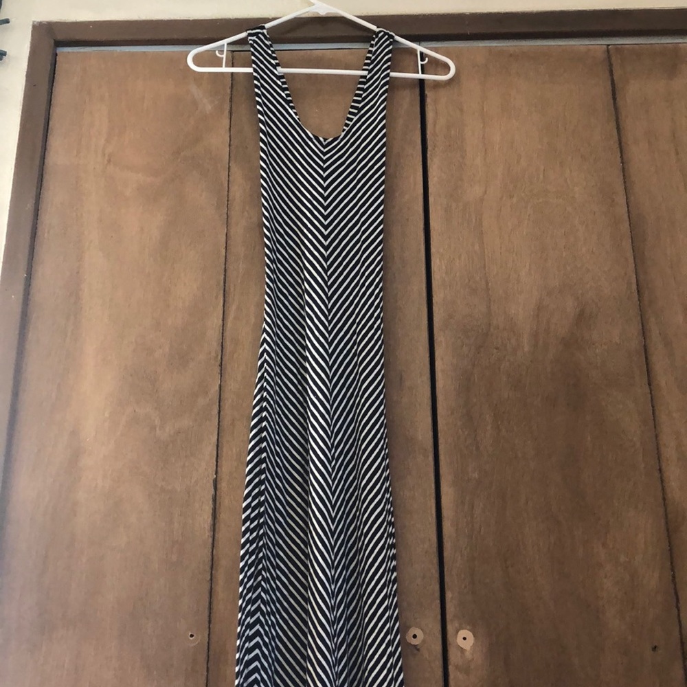 White and Black stripe long dress